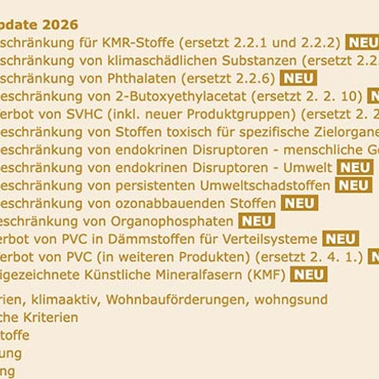 Die neuen Kriterien finden Sie auf der baubook-Zentrale.