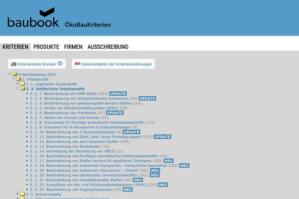 Jetzt unter "www.baubook.at/oea" verfügbar: ÖkoBauKriterien-Katalog 2026