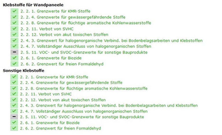 Beispiel neue Kriteriendarstellung, wenn je nach Produktgruppe unterschiedliche Kriterien relevant sind