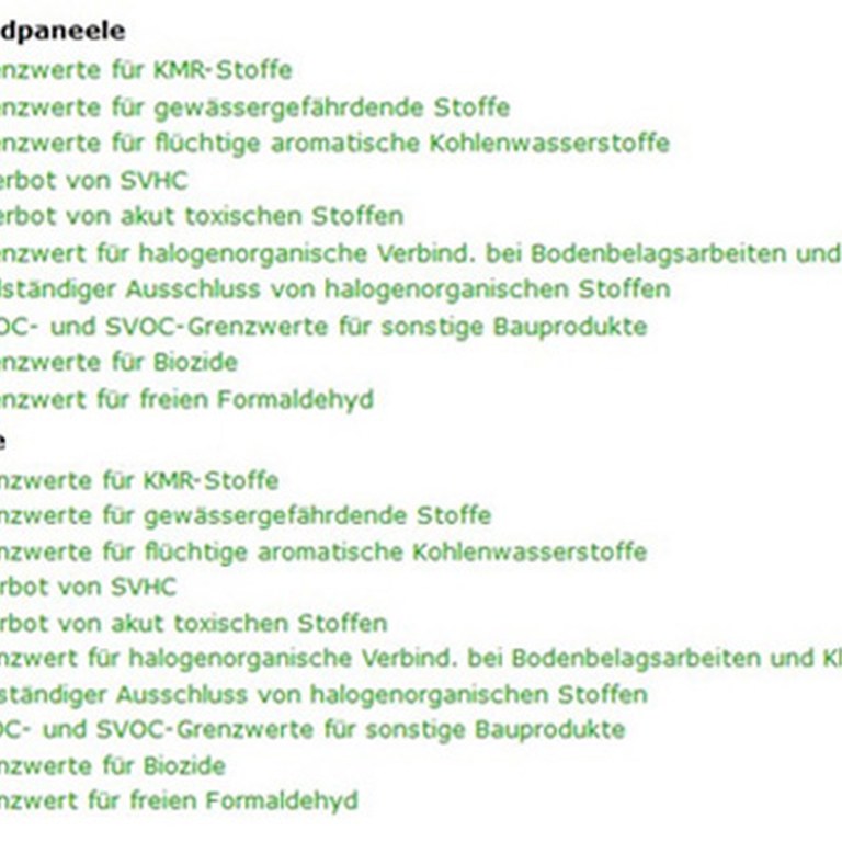 Beispiel neue Kriteriendarstellung, wenn je nach Produktgruppe unterschiedliche Kriterien relevant sind
