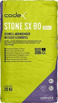 codex Stone SX 80 cristal | Flex-Dünnbettmörtel weiß